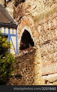 Low angle view of the old ruins of a building, Le Mans, Sarthe, Pays-de-la-Loire, France