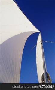 Low angle view of the sails of a yacht