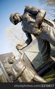 Low angle view of the Seabees Can Do Memorial Statue, Washington DC, USA