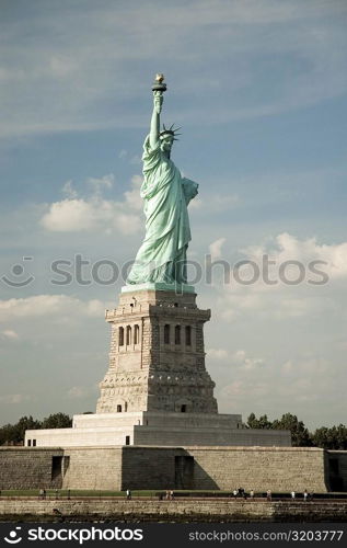 Low angle view of the Statue Of Liberty, New York City, New York State, USA