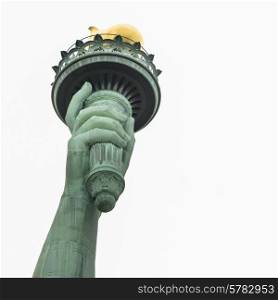 Low angle view of the Statue of Liberty Torch, Liberty Island, Manhattan, New York City, New York State, USA