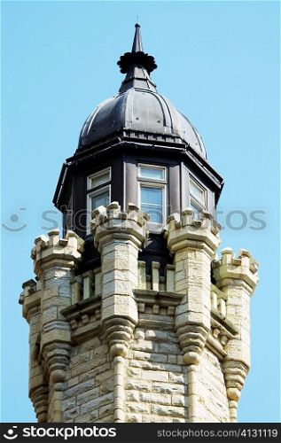 Low angle view of the top of a water tower, Chicago, Illinois, USA