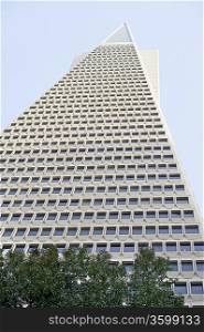 Low angle view of the Transamerica Pyramid San Francisco designed by William Pereira