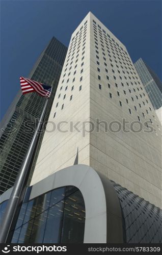 Low angle view of the United States Mission to the United Nations building, United Nations Headquarters, Midtown East, Manhattan, New York City, New York State, USA