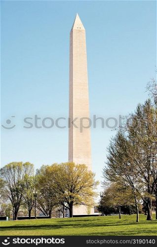 Low angle view of the Washington Monument, Washington DC, USA