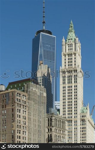 Low angle view of the Woolworth Building, Manhattan, New York City, New York State, USA