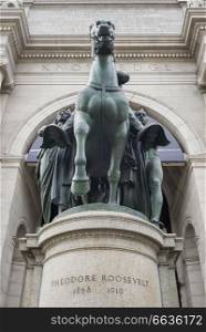 Low angle view of Theodore Roosevelt StatuebyJames Earle Fraser, American Museum of Natural History, Manhattan, New York City, New York State, USA