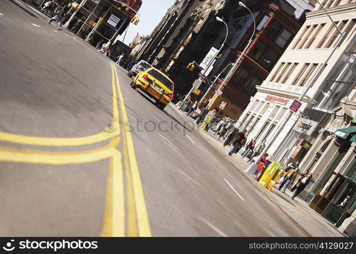 Low angle view of traffic on a road, New York City, New York State, USA