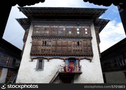 Low angle view of Wangdichholing Palace, Chokhor Valley, Bumthang District, Bhutan