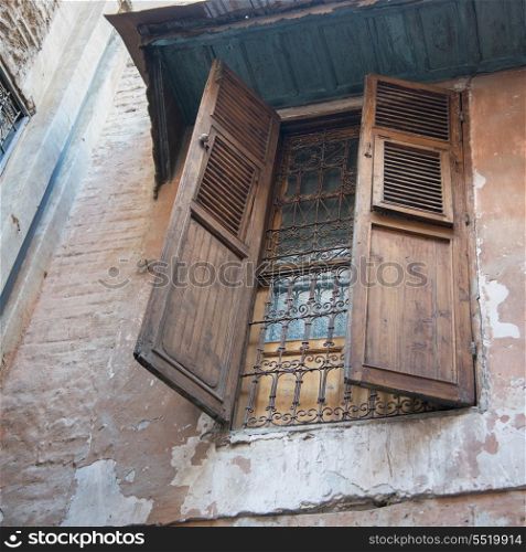 Low angle view of window of a house, Medina, Marrakesh, Morocco