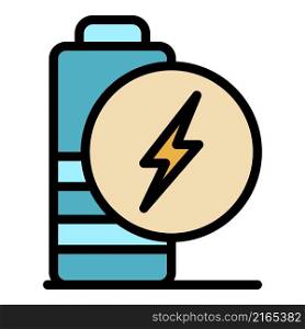 Low charge battery icon. Outline low charge battery vector icon color flat isolated. Low charge battery icon color outline vector