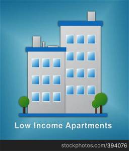 Low Income Apartments And Condos Building Demonstrating High Rise Real Estate. Cheap Rental For Renters With Less Money - 3d Illustration