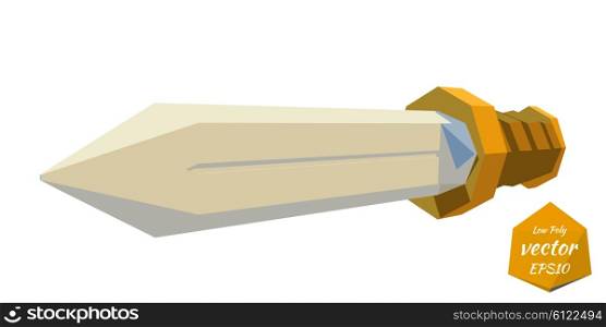 Low poly sword on a white background. Vector illustration.
