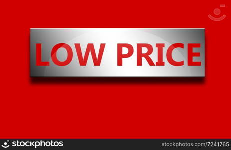 Low price banner design with red background, 3d rendering