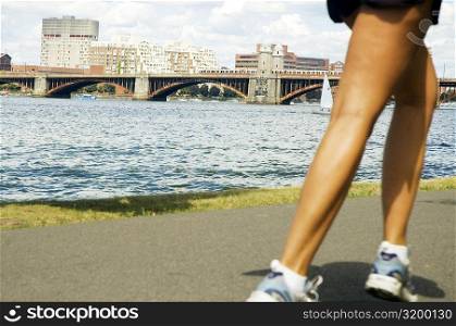 Low section view of a person jogging