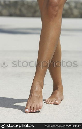 Low section view of a woman showing off her legs, Miami Beach, Florida, USA