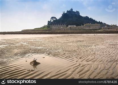 Low tide views of St Michael&acute;s Mount Marazion Cornwall England