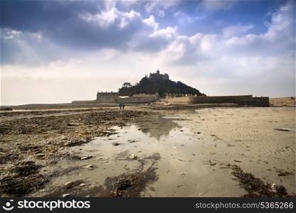 Low tide views of St Michael&rsquo;s Mount Marazion Cornwall England