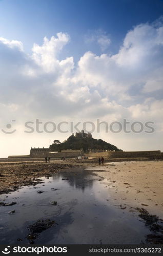 Low tide views of St Michael&rsquo;s Mount Marazion Cornwall England