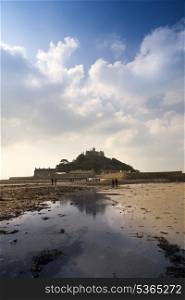 Low tide views of St Michael&rsquo;s Mount Marazion Cornwall England