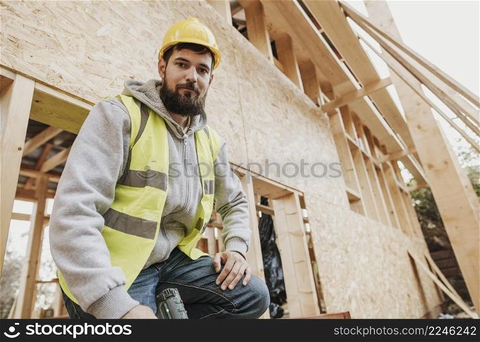 low view carpenter worker