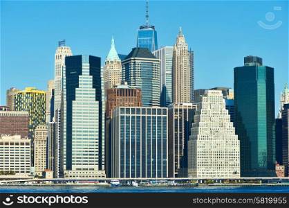 Lower Manhattan skyline view from Brooklyn in New York City
