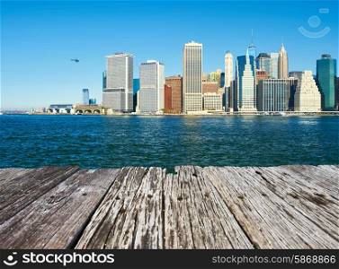 Lower Manhattan skyline view from Brooklyn in New York City
