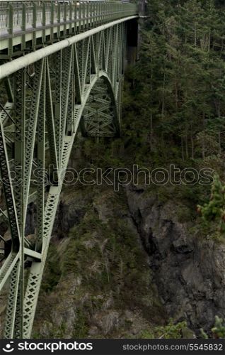Lower part of Deception Pass Bridge, Deception Pass State Park, Washington State, USA