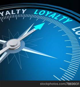 Loyalty word on compass image with hi-res rendered artwork that could be used for any graphic design.. Loyalty word on compass