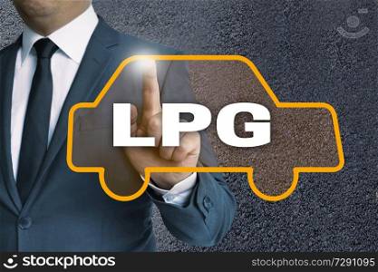 LPG auto touchscreen is operated by businessman concept.. LPG auto touchscreen is operated by businessman concept