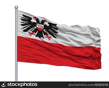 Lubeck City Flag On Flagpole, Country Germany, Isolated On White Background. Lubeck City Flag On Flagpole, Germany, Isolated On White Background