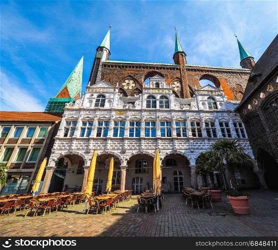 Luebeck Rathaus city hall hdr. Luebeck Rathaus (city hall) in Luebeck, Germany, hdr