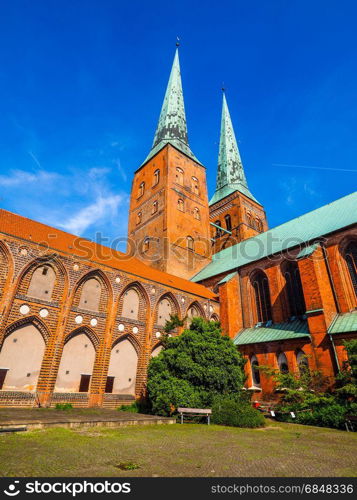 Luebecker Dom in Luebeck hdr. Luebecker Dom cathedral church in Luebeck, Germany, hdr