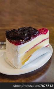 lueberry cheese cake. close up blueberry cheese cake on dish