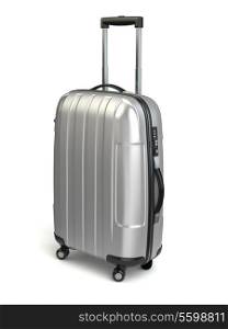 Luggage, Aluminium suitcase on white isolated background. 3d