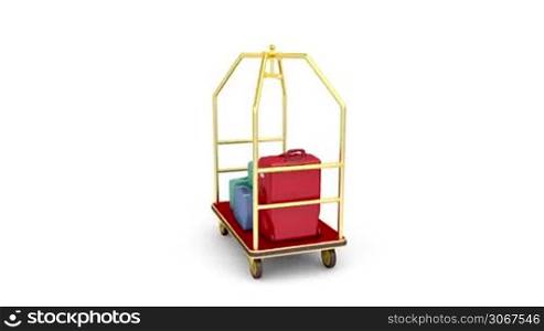 Luggage cart full with suitcases and bags