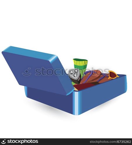 Luggage packed for vacation vector illustration on white background