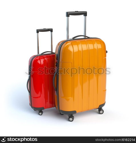 Luggage. Two baggage suitcases isolated on white. 3d