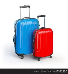 Luggage. Two baggage suitcases isolated on white. 3d illustration