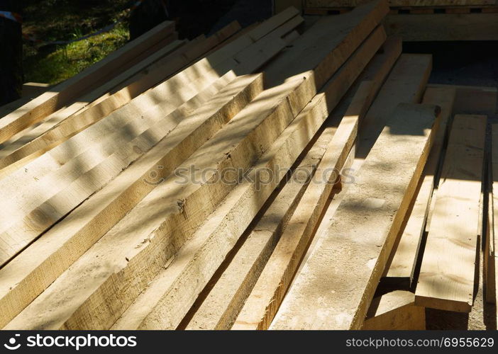 lumber, plank, Board, sawn timber, timber, timber products, bar. Board bars are sawed, the lumber stacked in a pile