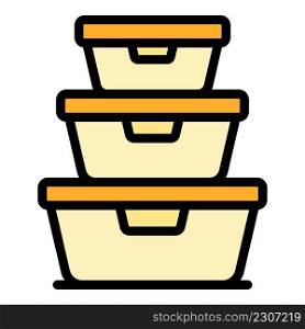 Lunch boxes icon. Outline lunch boxes vector icon color flat isolated. Lunch boxes icon color outline vector