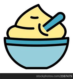 Lunch mashed potatoes icon. Outline lunch mashed potatoes vector icon color flat isolated. Lunch mashed potatoes icon color outline vector