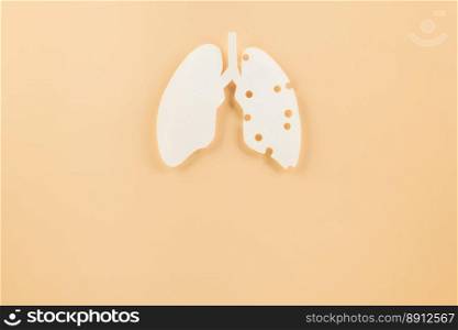 Lungs paper cutting symbol on pastel background, copy space, concept of world TB day, banner background design, respiratory diseases, lung cancer awareness, Healthcare, World tuberculosis day