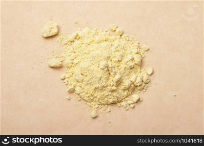 Lupin flour on brown background