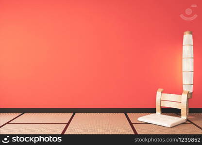 Lush lava empty room with decoraion and tatami mat floor.3D rendering