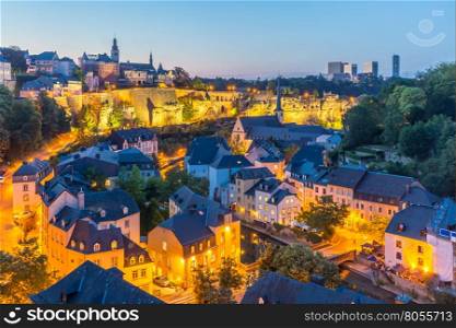 Luxembourg City sunset top view in Luxembourg