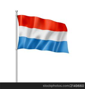 Luxembourg flag, three dimensional render, isolated on white. Luxembourg flag isolated on white