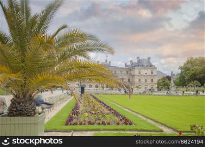 Luxembourg Gardens - palace and park ensemble in the heart of Paris. Former royal, now national palace park