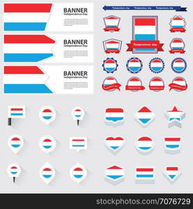 luxembourg independence day, infographic, and label Set.