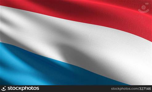 Luxembourg national flag blowing in the wind isolated. Official patriotic abstract design. 3D rendering illustration of waving sign symbol.